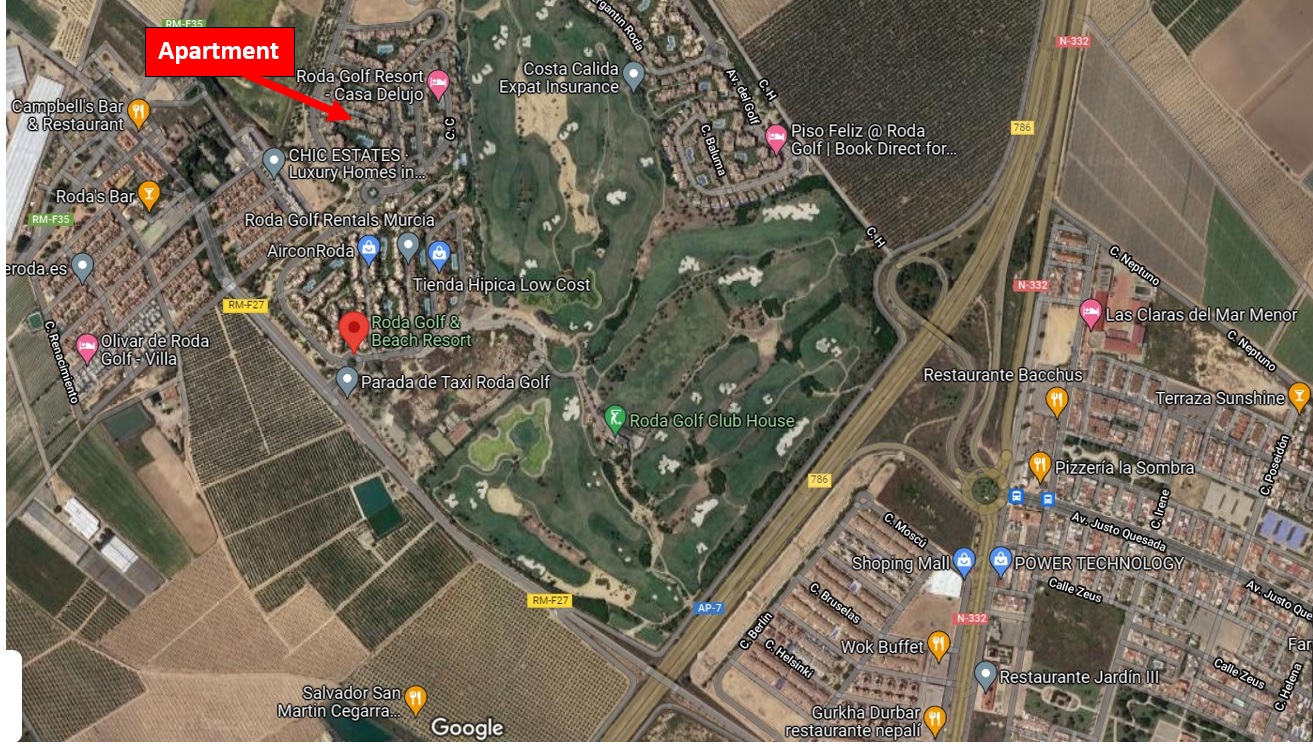 Roda Golf & Beach Resort Apartment Location